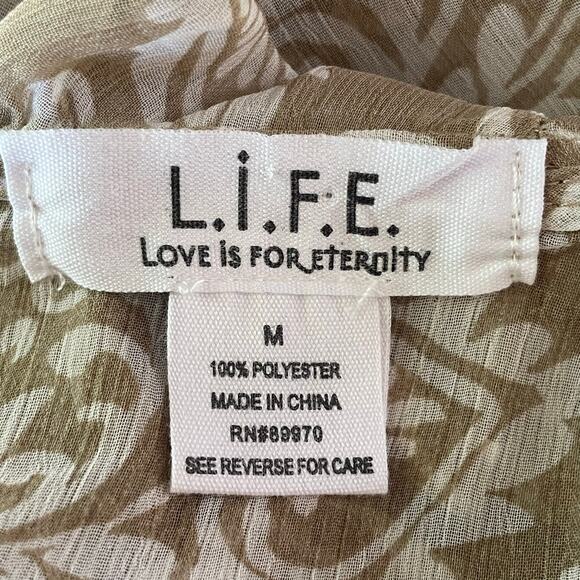 Love Is For Eternity Tan White Paisley Ruffled Tie Front Top MEDIUM Fairy Boho - Picture 7 of 8